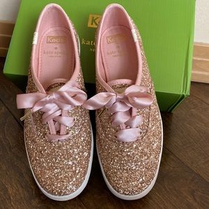 Keds X Kate Spade New York Glitter Dipped Satin Lace Sneakers